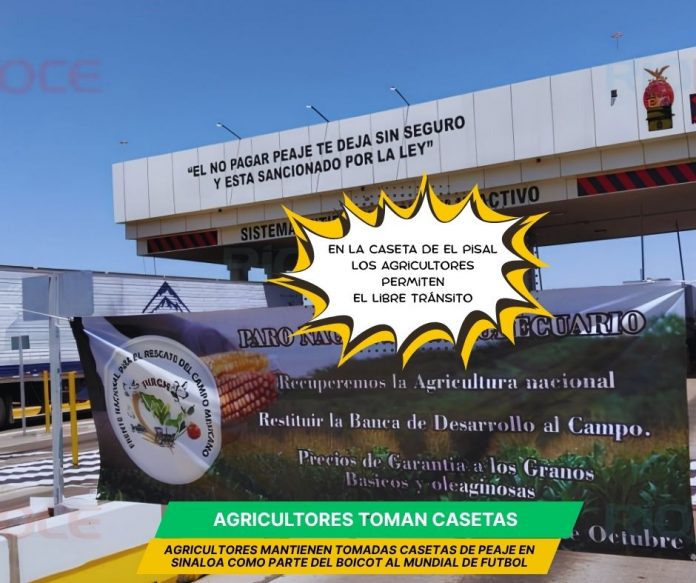 Agricultores de Sinaloa toman casetas en la autopista Benito Juárez