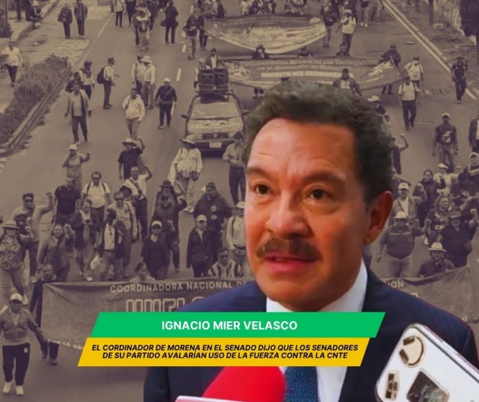 El coordinador de Morena en el senado dijo que los senadores de su partido avalarían el uso de la fuerza contra maestras y maestros de la CNTE Senadores de Morena aceptarían el uso de la fuerza contra la CNTE