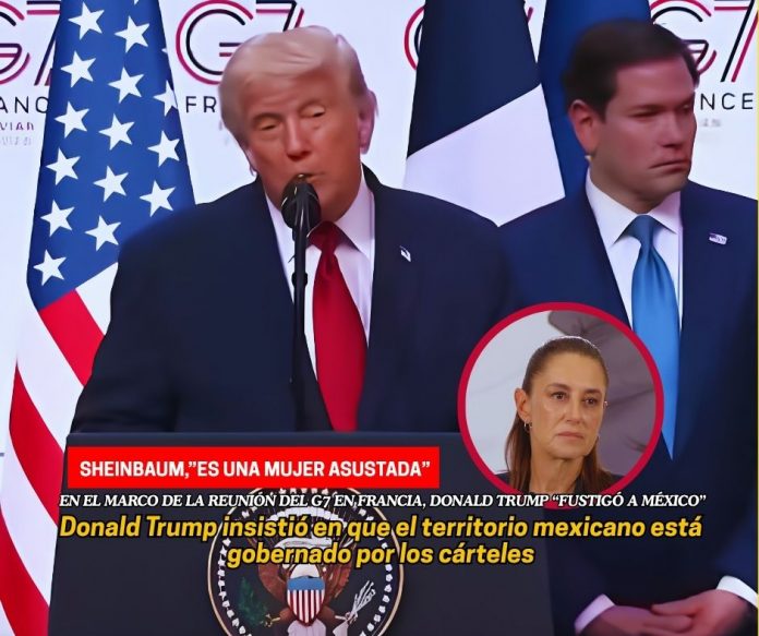 El presidente de Estados Unidos insistió en señalar que México está gobernado por los cárteles y que la presidenta es una mujer asustada Sheinbaum “es una mujer asustada”, dice Donald Trump en Francia
