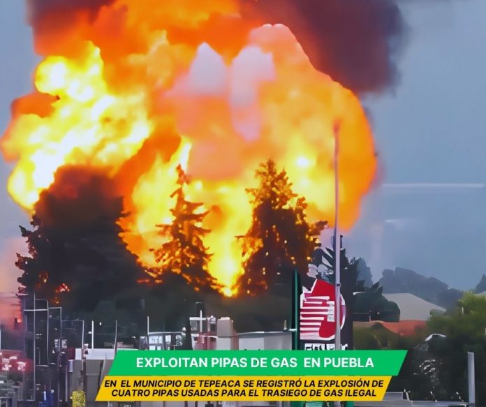 Mega explosión de pipas con supuesto huachicol de gas en Puebla