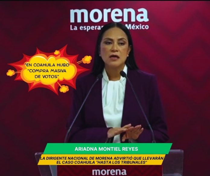 La dirigente nacional de Morena, Ariadna Montiel insistió en que el pasado 7 de junio PRI Coahuila hizo compra masiva de votos Morena insiste, PRI en Coahuila recurrió a la compra masiva de votos