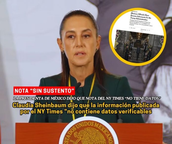 Sheinbaum dice que nota de NY Times carece de datos verificables