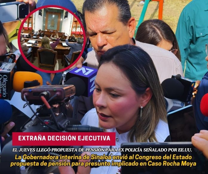 Yeraldine Bonilla, gobernadora interina de Sinaloa envió al Congreso propuesta de pensión anticipada a ex jefe policiaco señalado por supuestos vínculos con Los Chapitos Gobernadora, propone pensión para señalado por nexos con Los Chapitos
