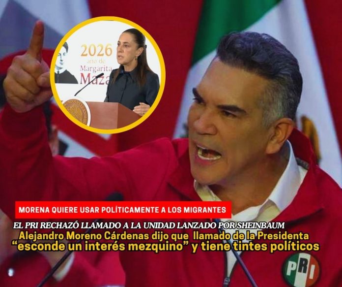 PRI rechazó llamado de Sheinbaum a la unidad, tiene fines políticos, dice