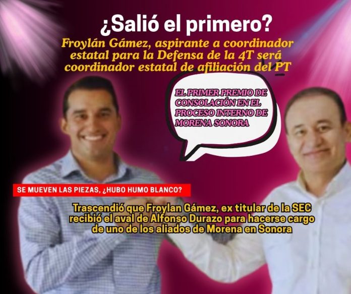 Froylan Gámez, aspirante a la Coordinación estatal de la Defensa de la 4T será coordinador estatal de afiliación del PT (1) PT Sonora, madruga a socios en Sonora, pide mano en candidaturas
